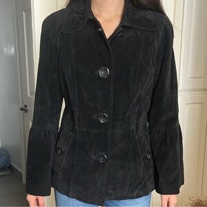 Terry Lewis Vintage Classic Luxuries Black Suede Button-Up Jacket